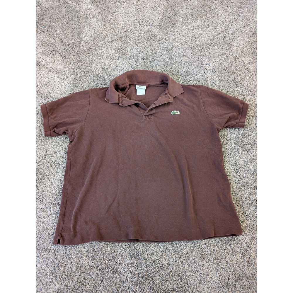 Lacoste Brown Cotton Pique Short Sleeve Polo Shirt‎ Size 5 Crocodile Logo